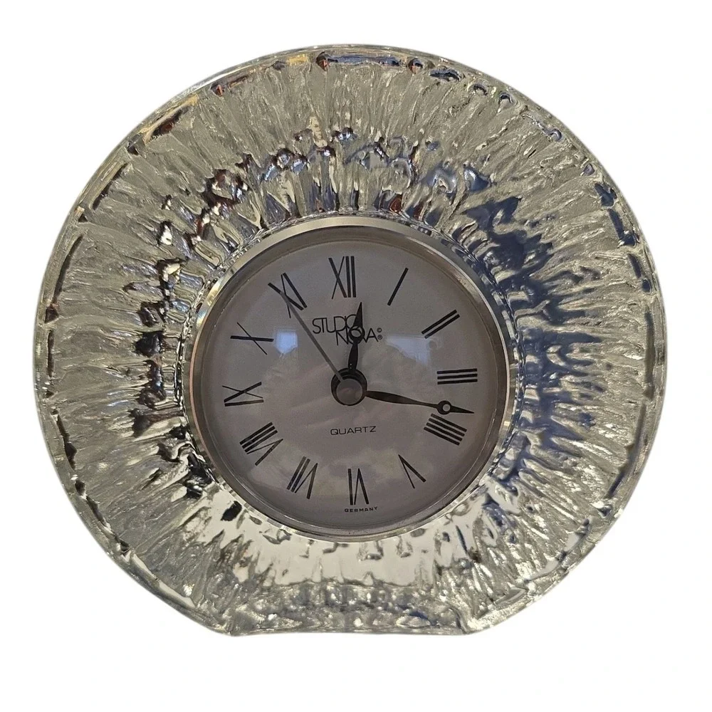 Studio Nova Quartz Table Clock Clear Glass Round Germany Home Decor‎ Accent